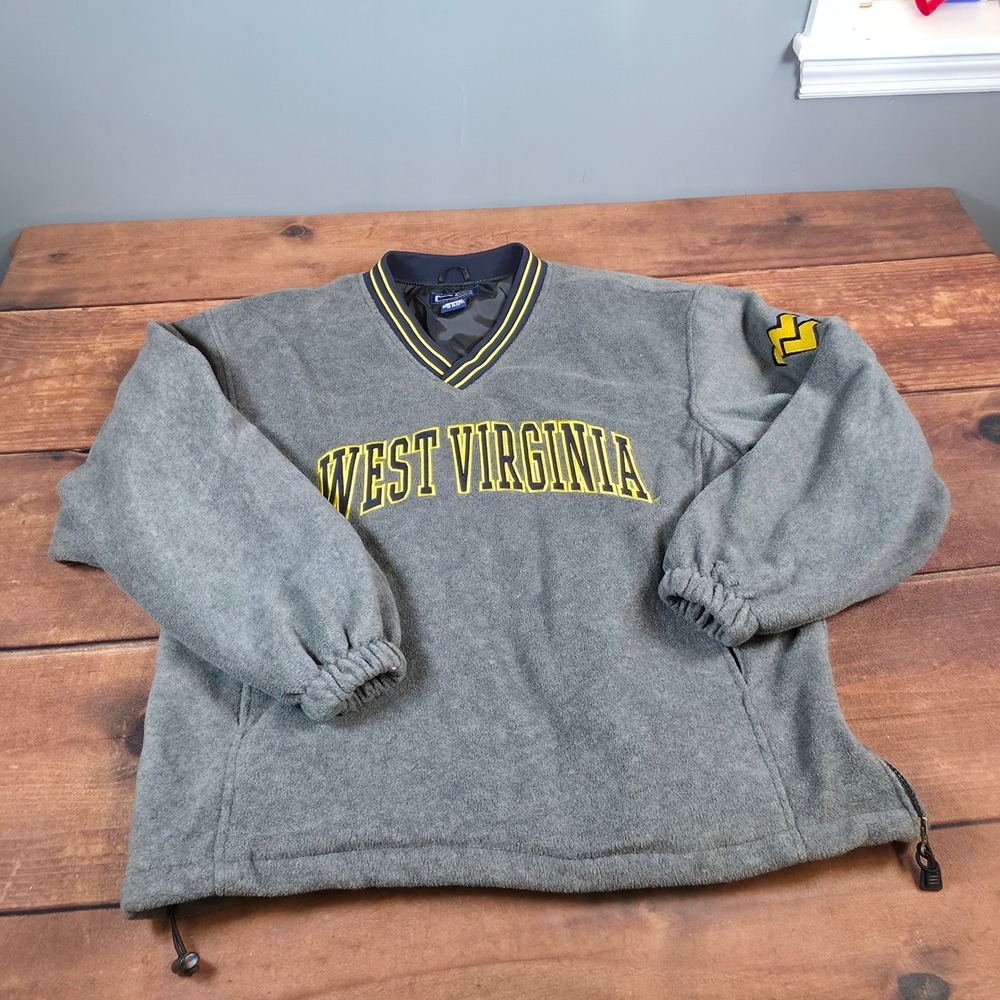 Crable Sportswear Fleece Pullover Mens Medium Gray Excellent West Virginia WVU